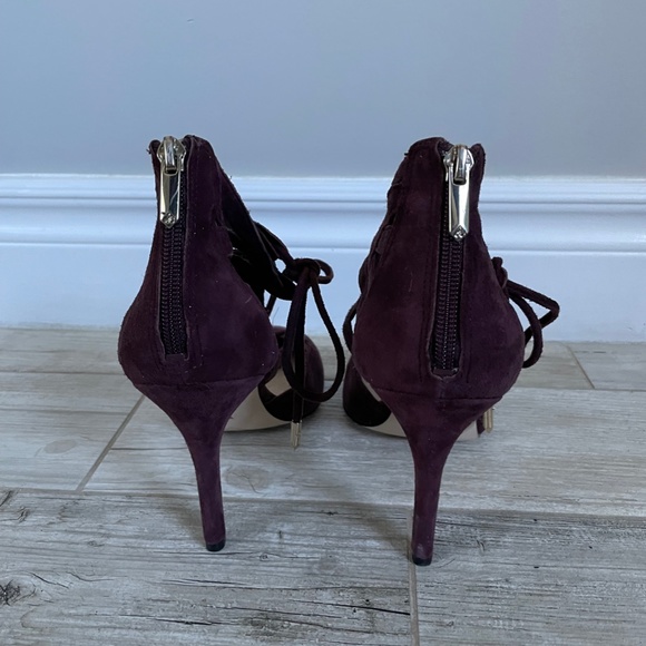 SAM EDELMEN - Purple Suede Strappy Pointed Toe Heels - Picture 3 of 5